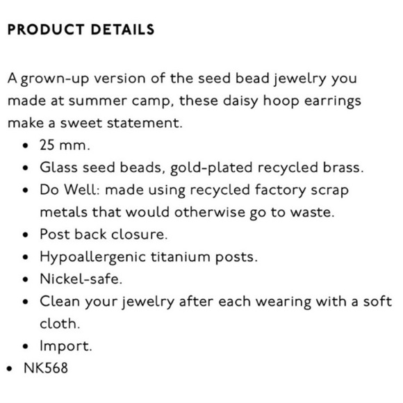 🌼MADEWELL Seed Bead Daisy Hoop Earrings 🌼 - Picture 7 of 9